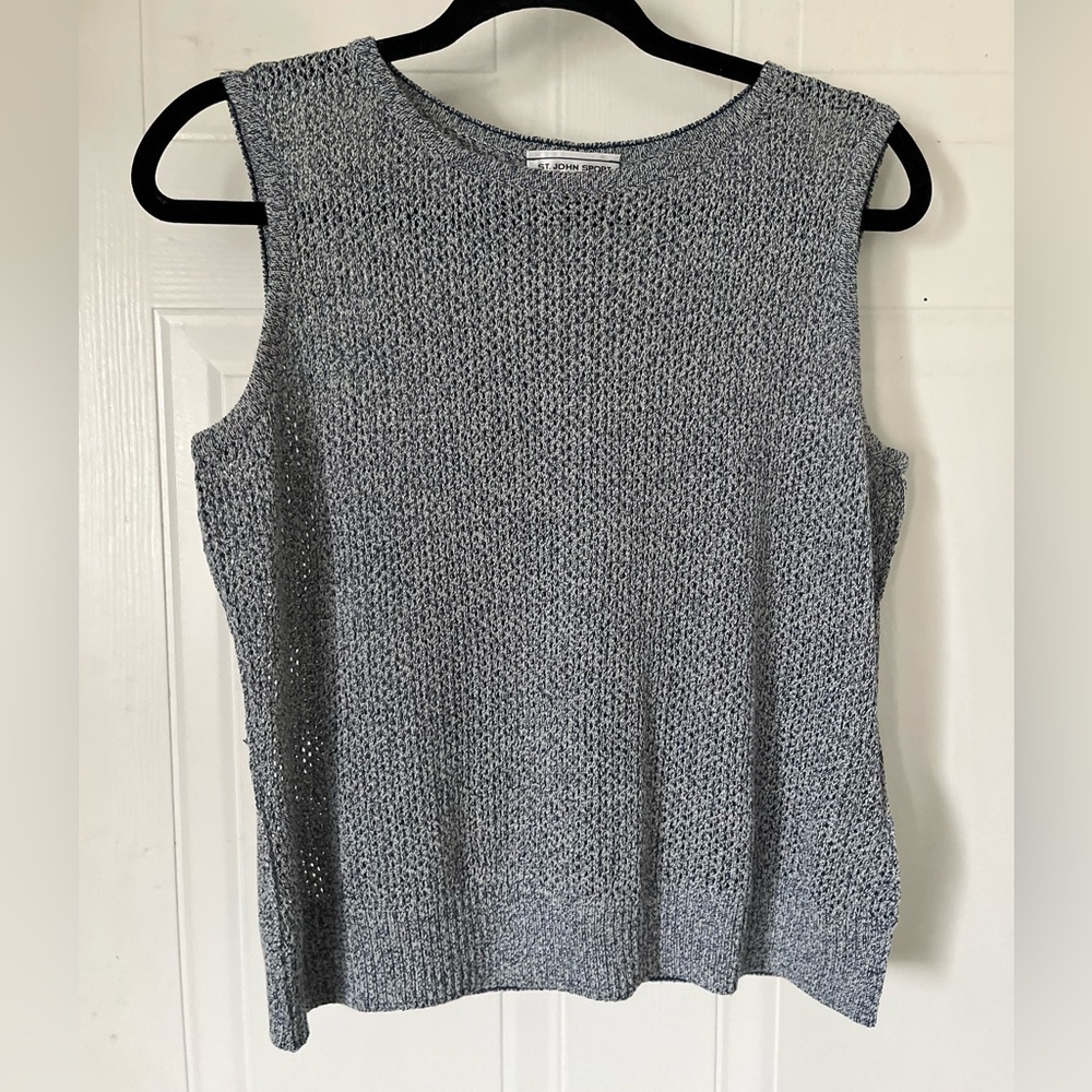 St. John Sports Wool-viscose Netted sleeveless top